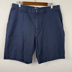 Polo Ralph Lauren Mens Navy Blue Chino Shorts 100% Cotton Size 36 Flat Front 9in